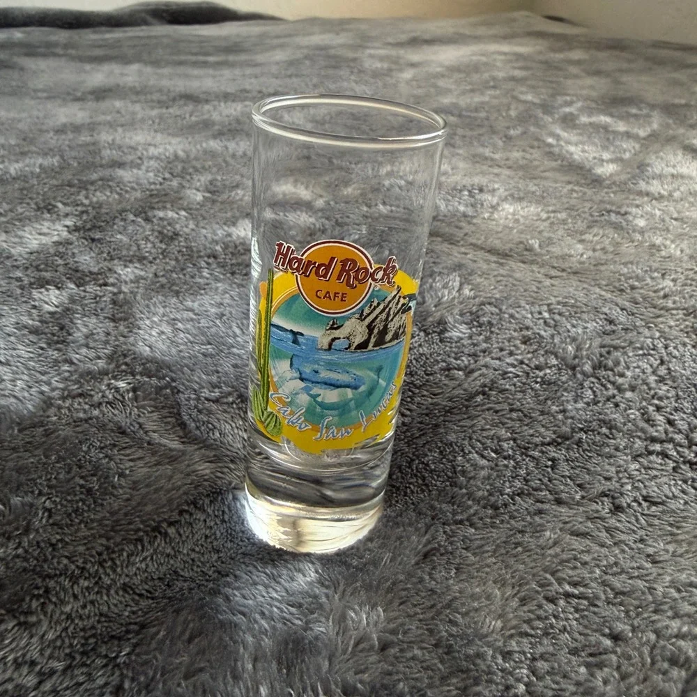 Hard Rock Cafe Cabo San Lucas Shot Glass Shooter El Arco Whale Graphic Clear